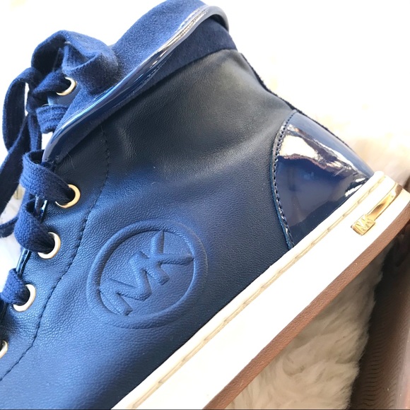 MICHAEL KORS Blue High Top Leather Sneakers - Picture 10 of 14